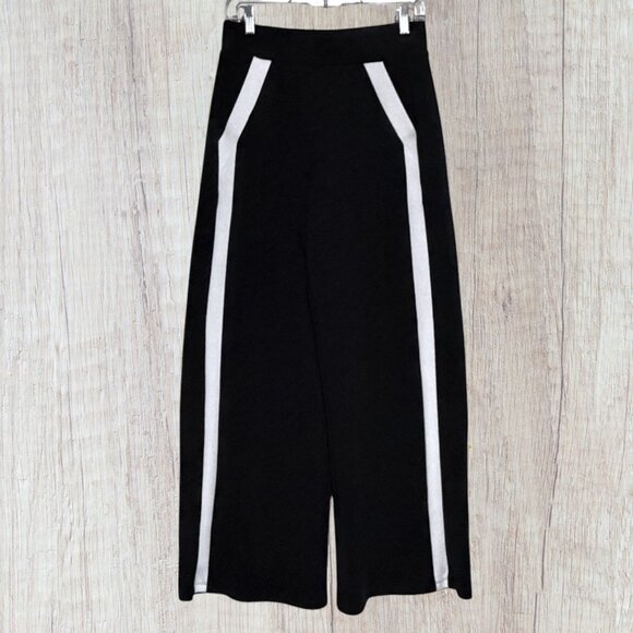 Spanx Air Essentials Black White Stripe Lounge Set Zip Jacket & Wide Leg Pants M - Picture 5 of 7